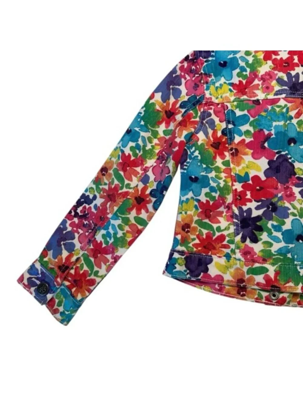 1989 Place | Kids Girl Red & Blue Floral Color Full Denim Jacket Size Small